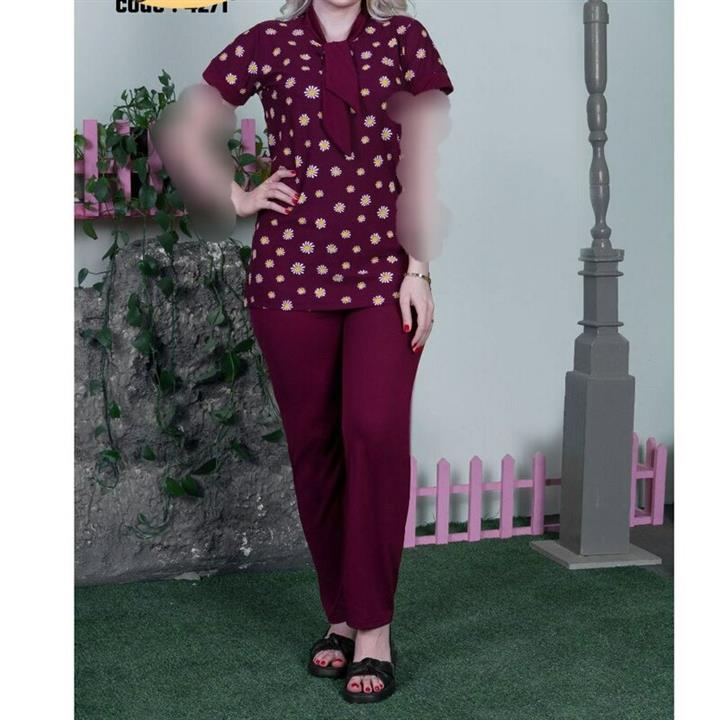 تیشرت شلوار بابونه نسیم جنس کرپ کش اعلا  فری سایز از 38 تا 44